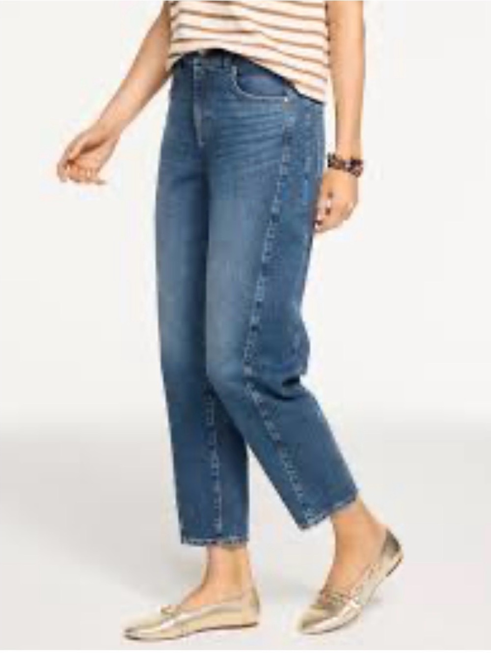 Talbots Relaxed Barrel Leg Jeans Dark Wash High Rise Cropped Denim 10 Elevated